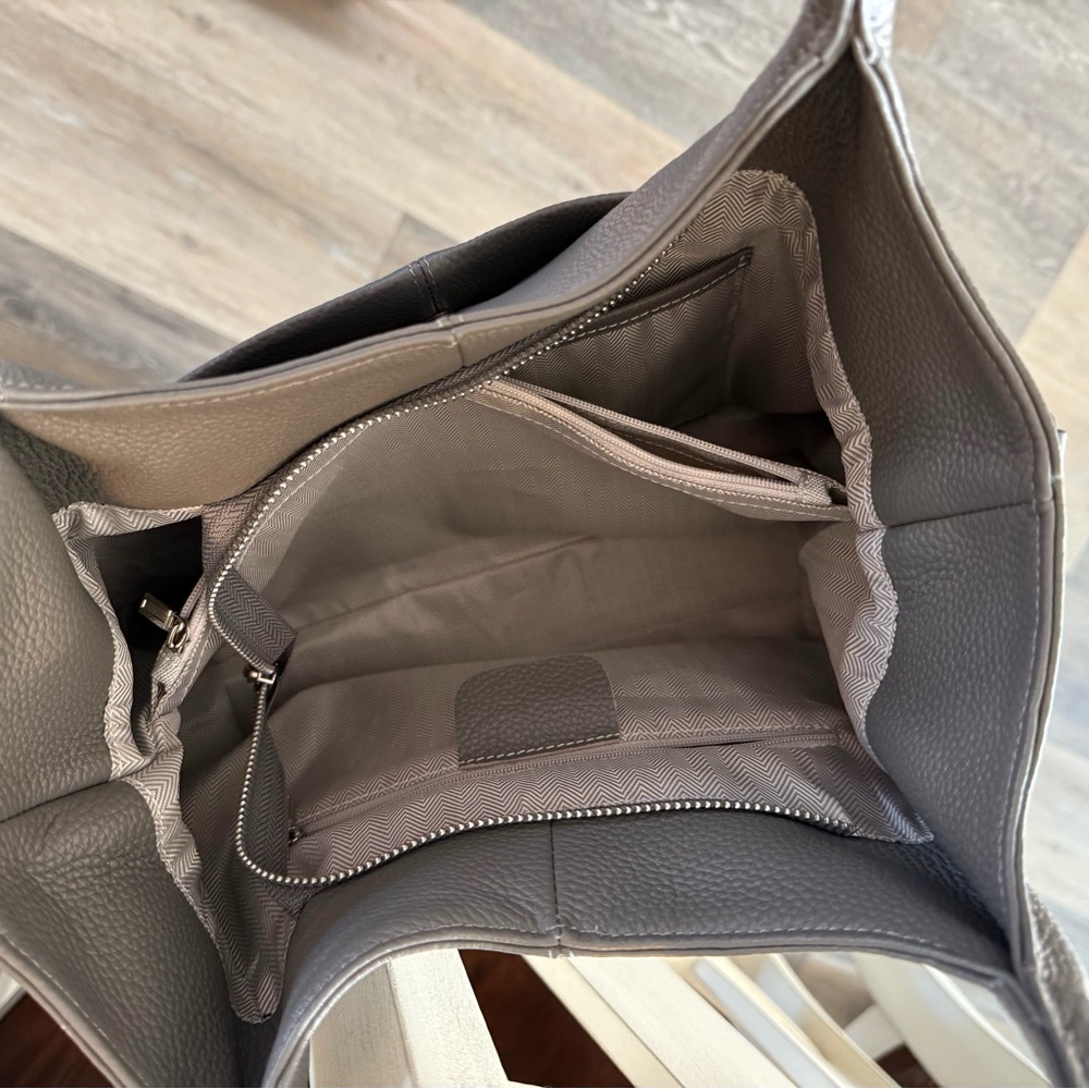 Pebbled Shoulder Tote in Charcoal Gray - Picture 5 of 8